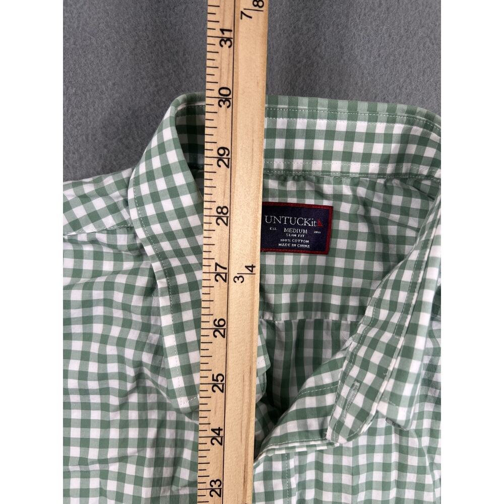 UNTUCKit Men's Medium Slim Fit Green Gingham Long Sleeve Shirt 100% Cotton - Picture 5 of 7